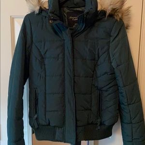 American Eagle Down coat fur trim optional hood